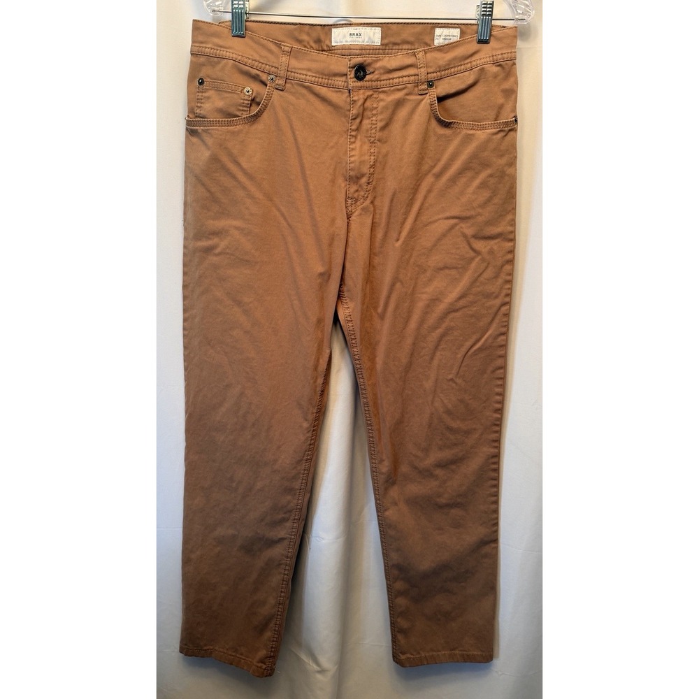 Brax Cooper Fancy Regular Fit Tan Khaki Pants Men's 34x30 89-1507/57 Cotton
